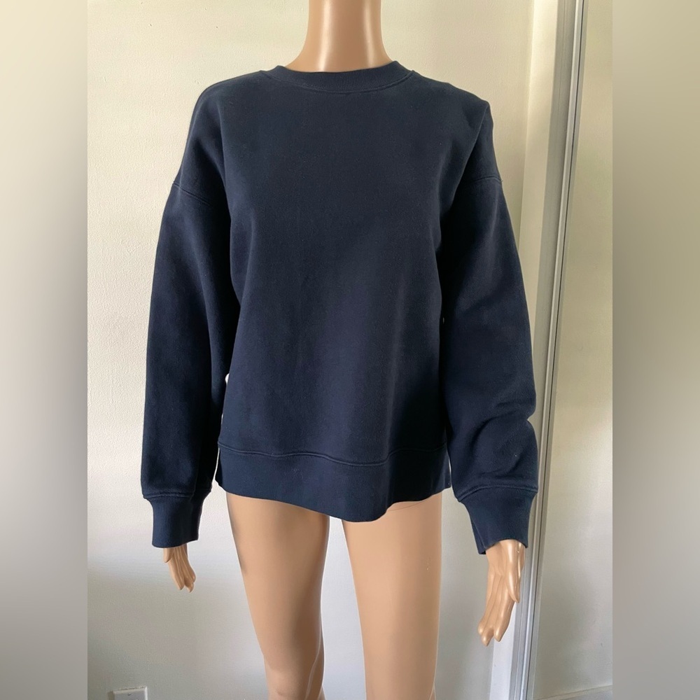 Jenni Kayne Luxury Crewneck Sweatshirt Navy Blue Relaxed Fit Size XS $245